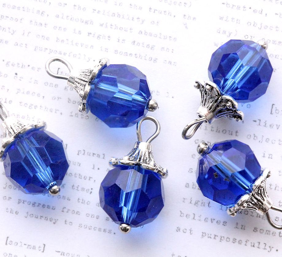 5 Birthstone Silver Tone Charms - 10mm - Choose Your Birthstone!