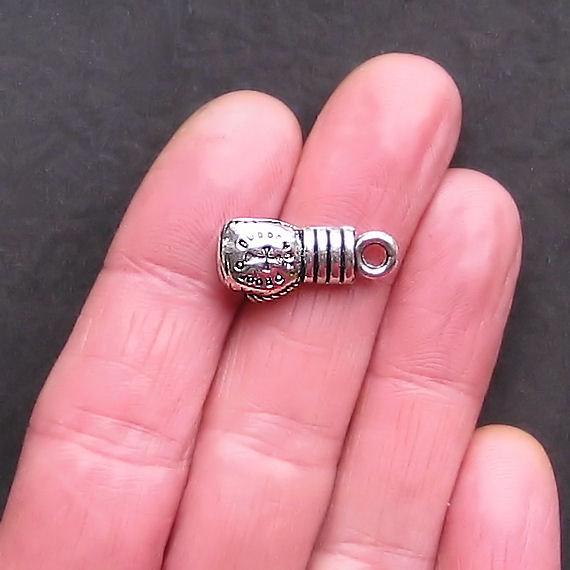 5 Boxing Glove Antique Silver Tone Charms 3D - SC928