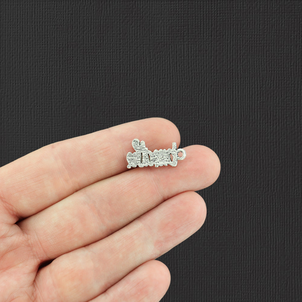 5 Breathe Antique Silver Tone Charms - SC2722