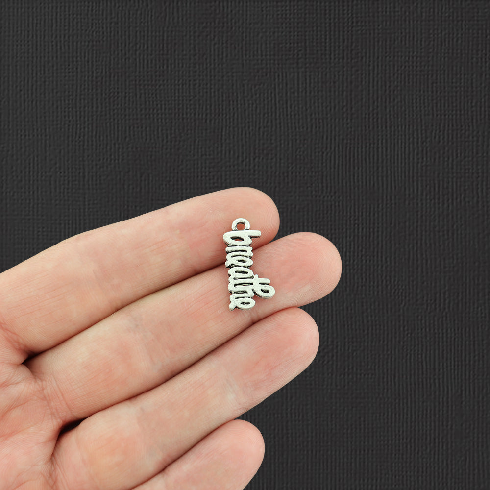 5 Breathe Antique Silver Tone Charms - SC2722