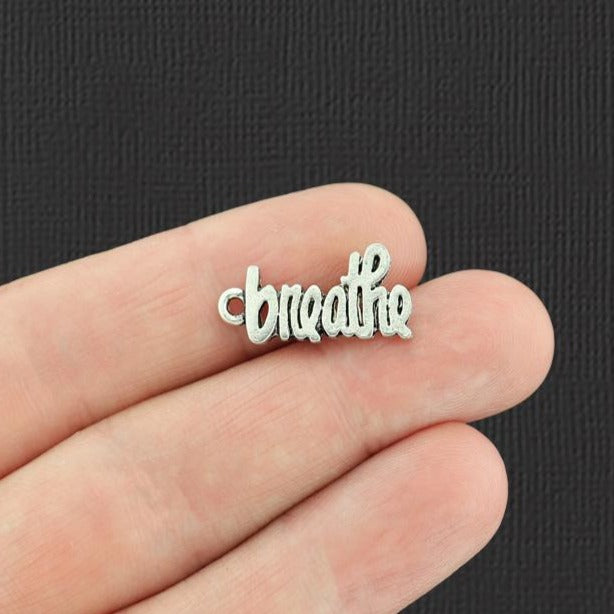 5 Breathe Antique Silver Tone Charms - SC2722