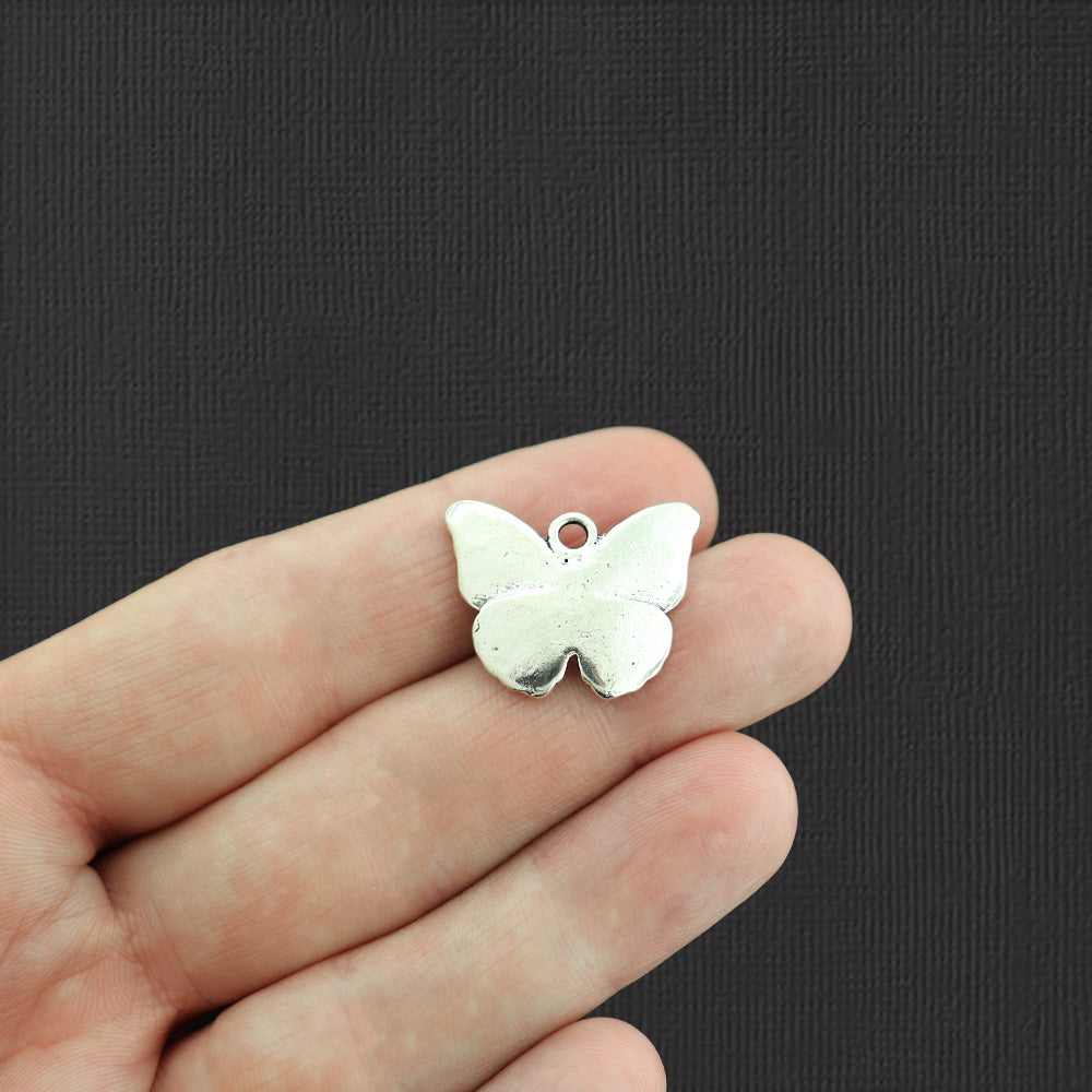5 Butterfly Antique Silver Tone Charms - SC5463