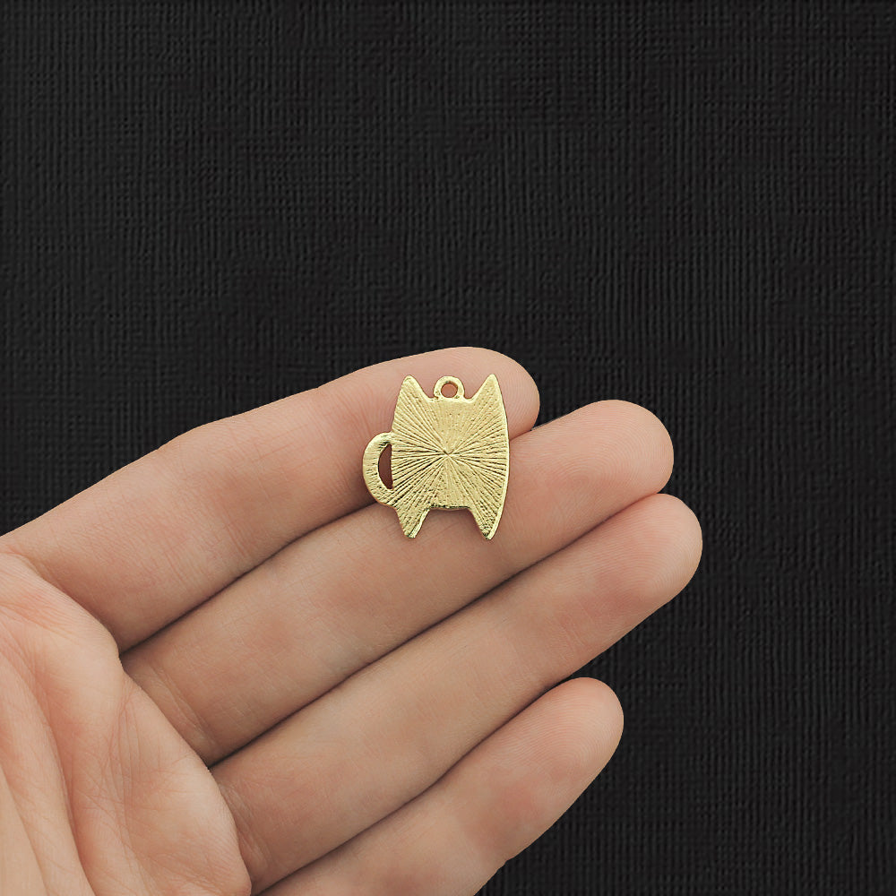 5 breloques chat en émail doré - E1110