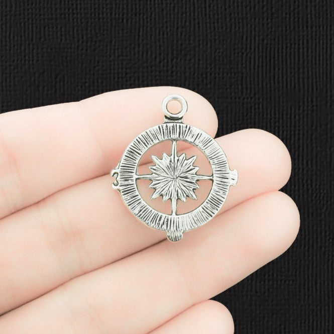 5 breloques argentées antiques boussole - SC103