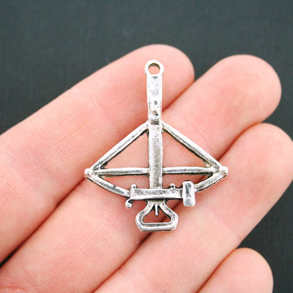 5 Crossbow Antique Silver Tone Charms - SC5309