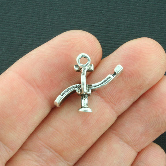 5 Dentist Chair Antique Silver Tone Charms 3D - SC3901