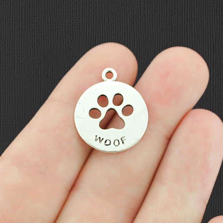 5 breloques de ton argent antique patte de chien - SC3443