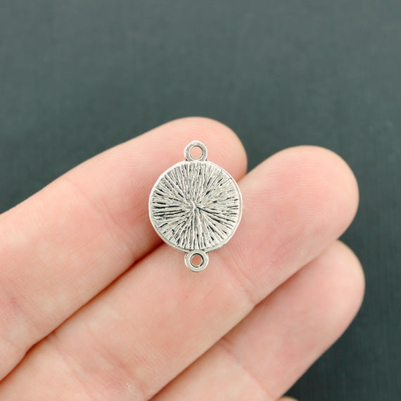 5 Druzy Connector Antique Silver Tone and Resin Cabochon Charms - Z583