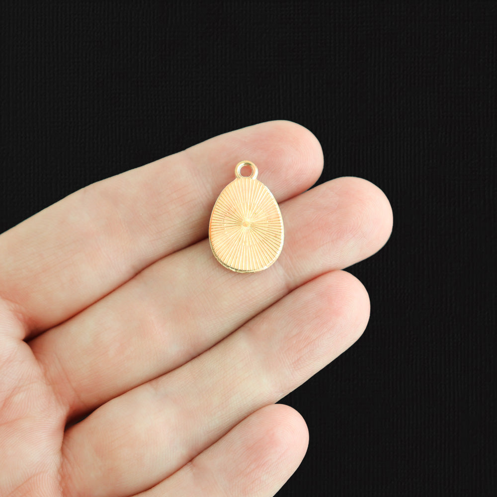 5 Easter Egg Gold Tone Enamel Charms - E051