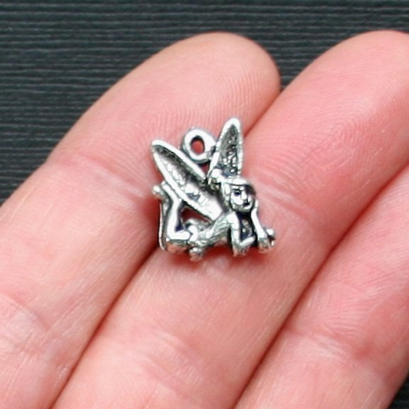 5 breloques féeriques argentées antiques 2 faces - SC1452