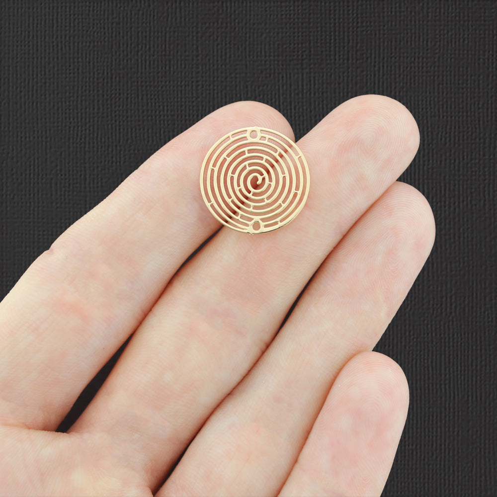 5 Filigrane Maze Connector Gold Tone Charms 2 Faces - GC1421