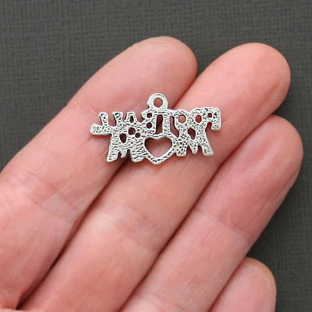 5 Football Mom Antique Silver Tone Charms - SC1792