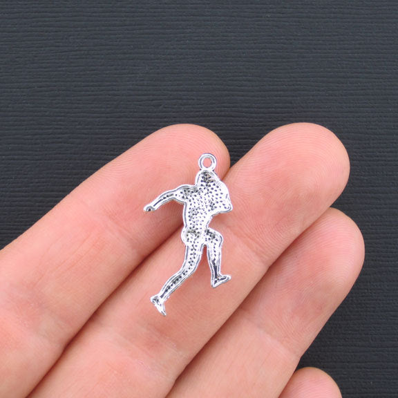 5 Football Player Antique Silver Tone Charms - SC3342