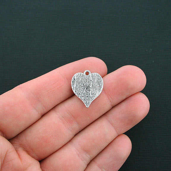5 Footprint Heart Antique Silver Tone Charms - SC2040