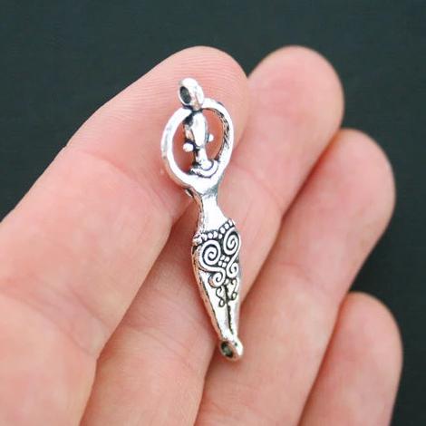 5 Goddess Connector Antique Silver Tone Charms 2 Sided - SC4211