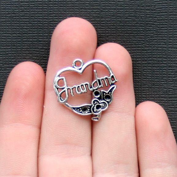 5 Grandma Antique Silver Tone Charms - SC2228