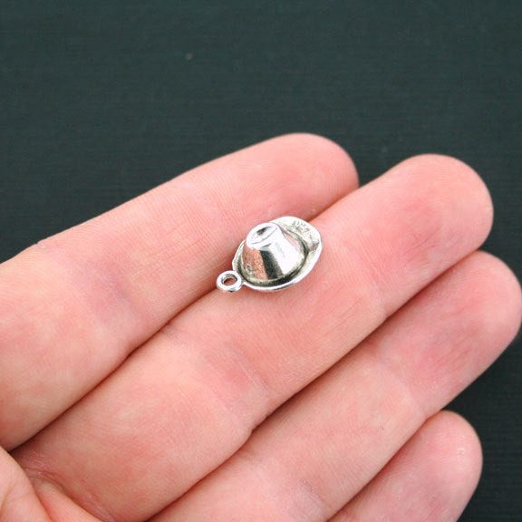 5 breloques ton argent antique chapeau 3D - SC1403