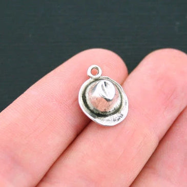 5 breloques ton argent antique chapeau 3D - SC1403