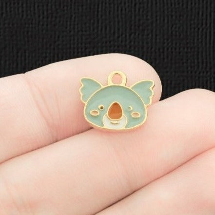 5 Koala Gold Tone Enamel Charms - E1390