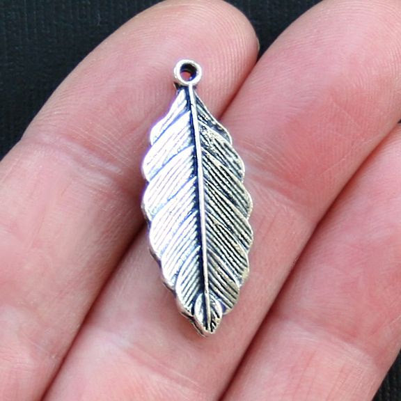 5 Leaf Antique Silver Tone Charms 2 Sided - SC2154