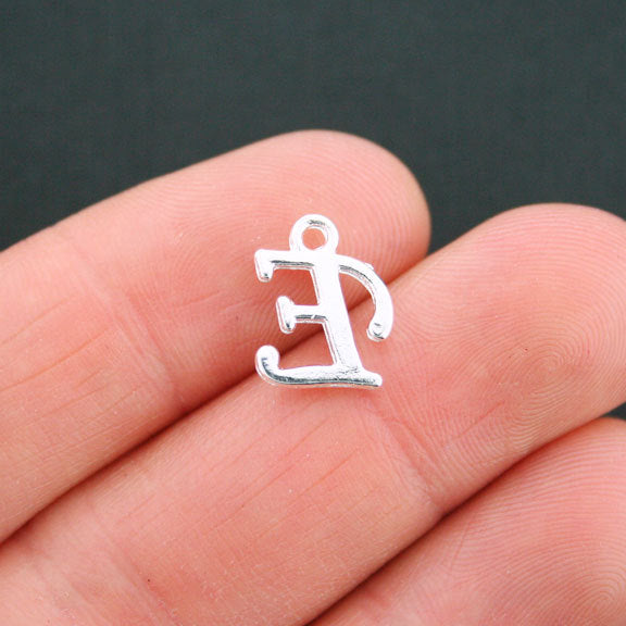 5 Letter E Antique Silver Tone Charms - SC5352