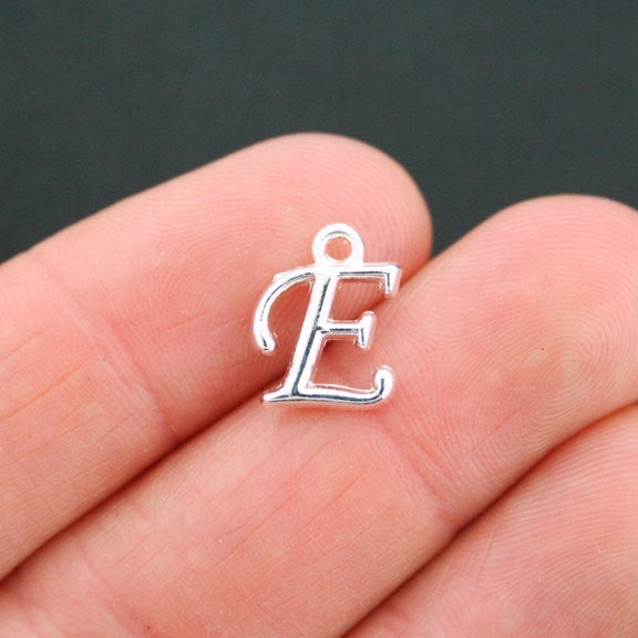 5 Letter E Antique Silver Tone Charms - SC5352