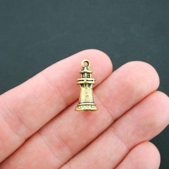 5 Lighthouse Antique Gold Tone Charms 3D - GC508