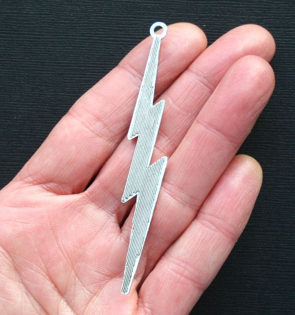 5 Lightning Antique Silver Tone Charms - SC2940