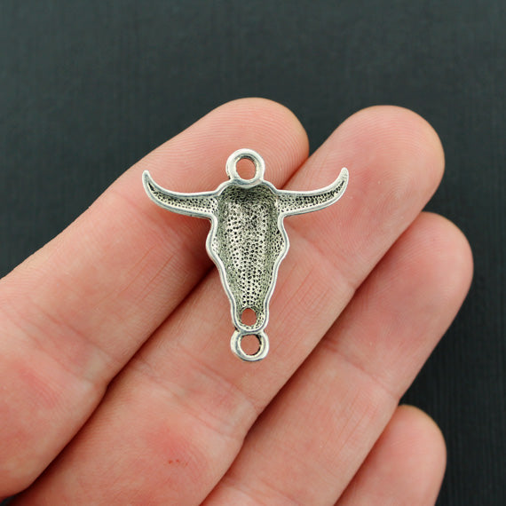 5 Longhorn Antique Silver Tone Charms - SC7991