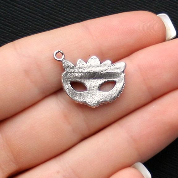 5 Mask Antique Silver Tone Charms - SC1454