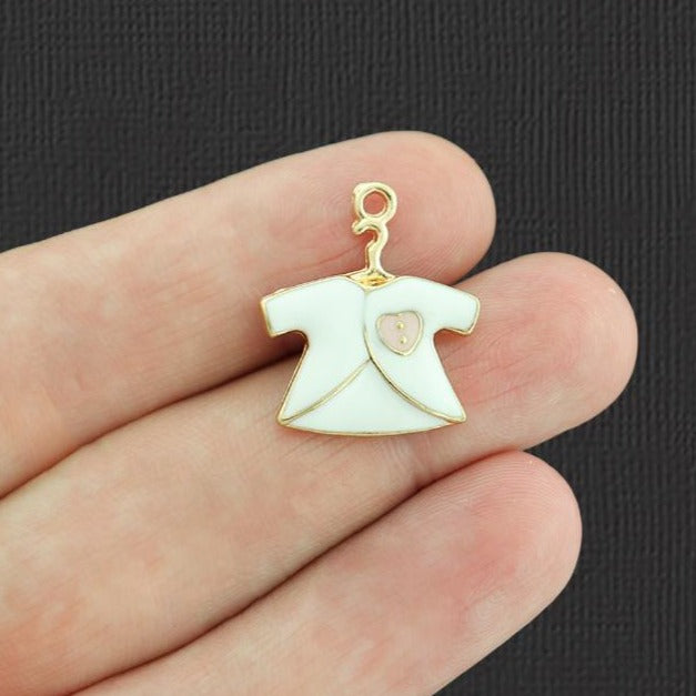 5 breloques médicales en émail doré - E1011