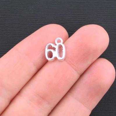 5 Number 60 Silver Tone Charms - SC3374