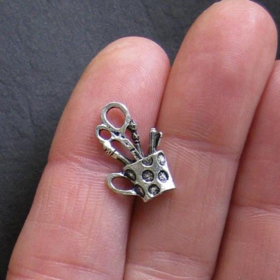 5 Paint Brushes Antique Silver Tone Charms 2 Sided - SC007