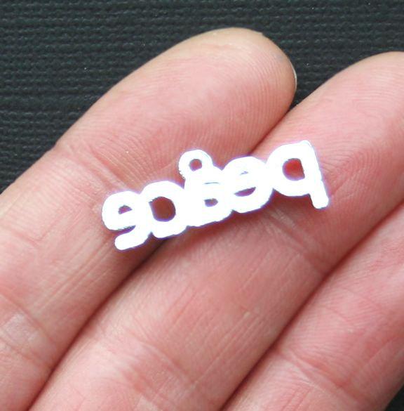 5 Peace Antique Silver Tone Charms - SC2938