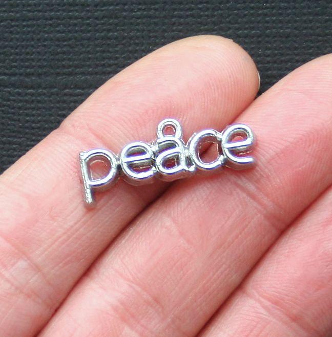 5 Peace Antique Silver Tone Charms - SC2938