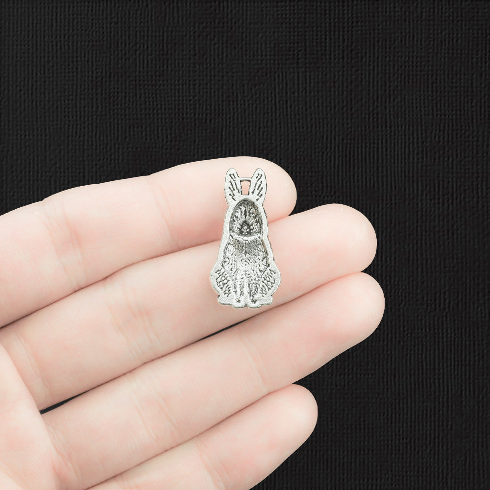 5 breloques argentées antiques de lapin - SC1399