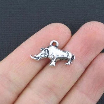 5 breloques argentées antiques Rhino - SC1423