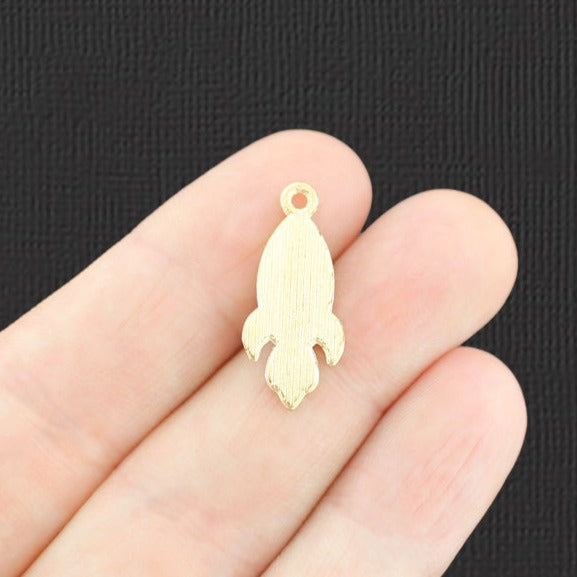 5 Rocket Ship Gold Tone Enamel Charms - E880