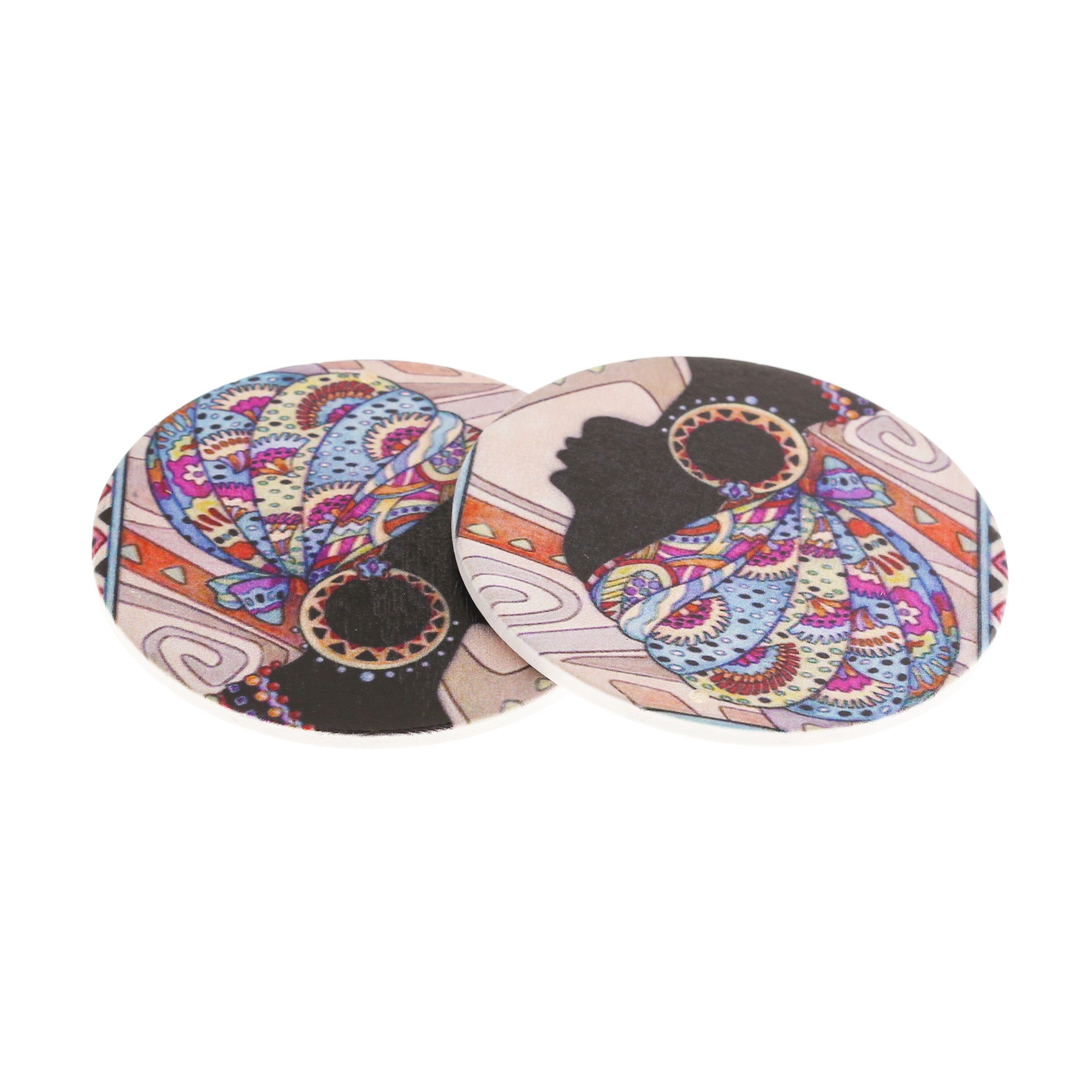 5 Round Women Natural Wood Charms - WP474