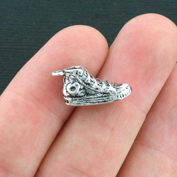 5 Running Shoe Antique Silver Tone Charms 3D - SC4192