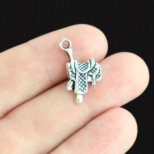 5 Saddle Antique Silver Tone Charms 2 Sided - SC495