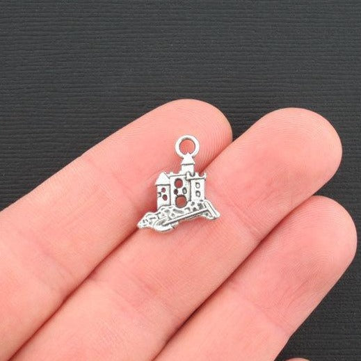 5 Sand Castle Antique Silver Tone Charms- SC2749