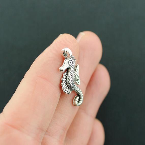 5 Seahorse Antique Silver Tone Charms - SC3542