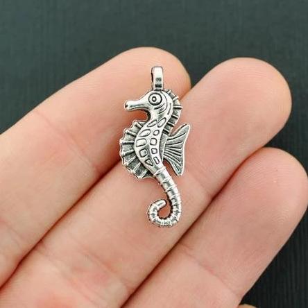 5 Seahorse Antique Silver Tone Charms - SC3542