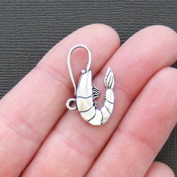 5 breloques de ton argent antique de crevettes - SC2297