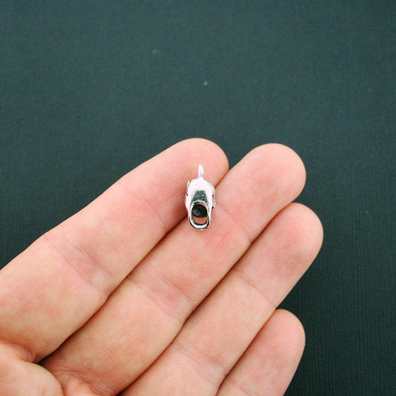 5 breloques argentées antiques tête de mort 3D - SC6065