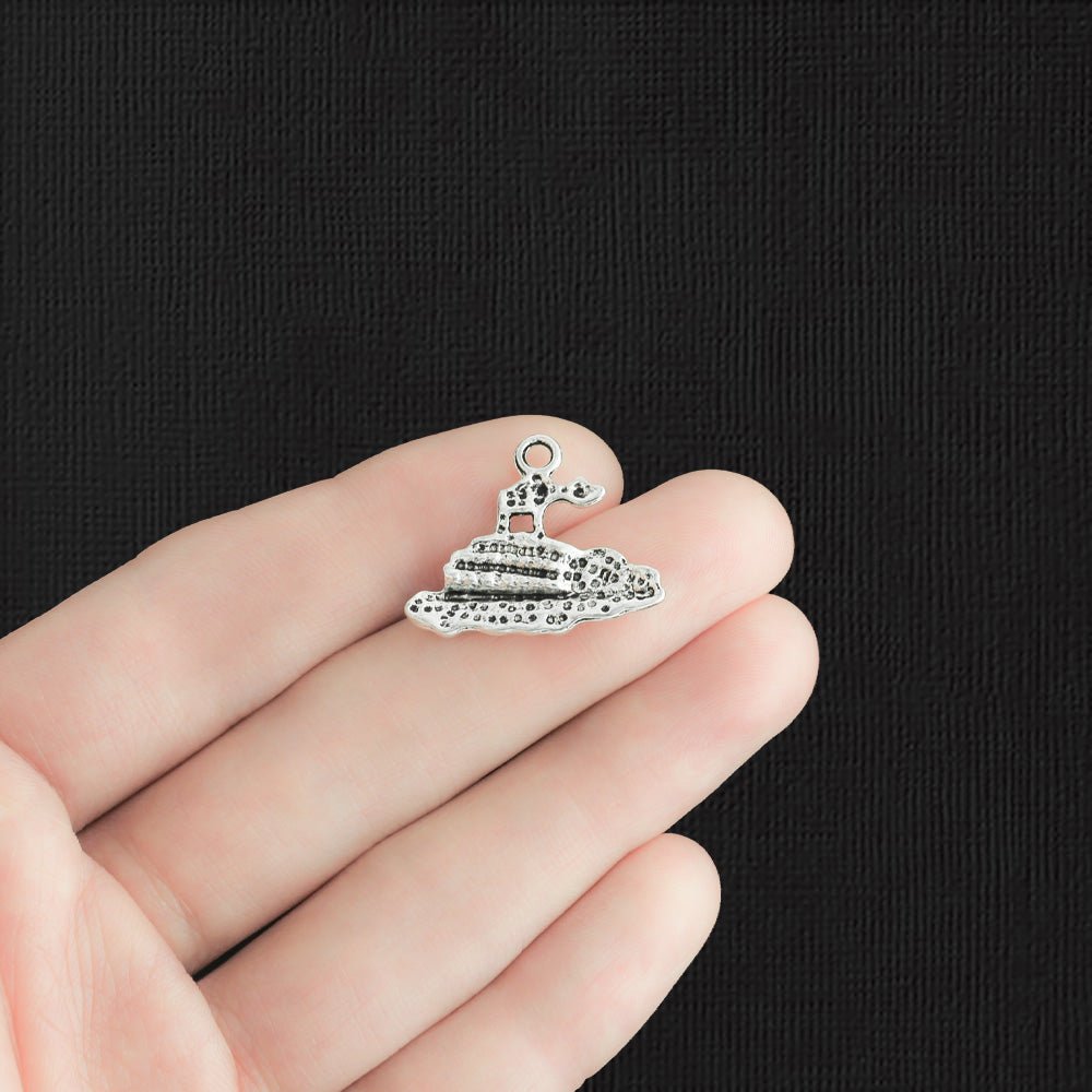 5 Steamboat Antique Silver Tone Charms - SC920