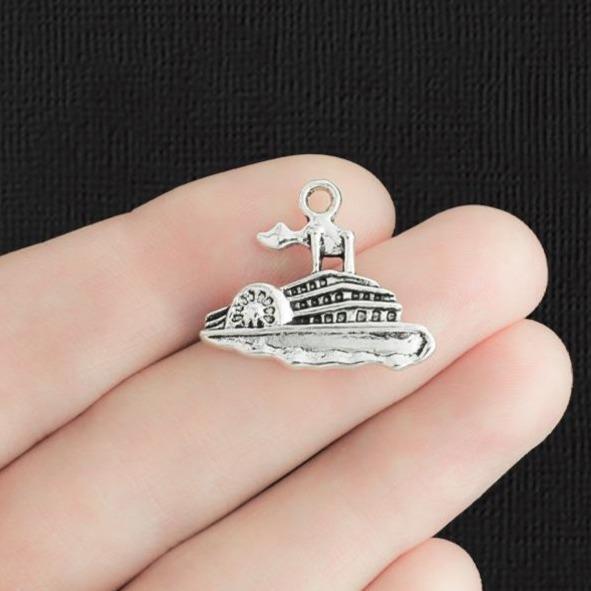 5 Steamboat Antique Silver Tone Charms - SC920