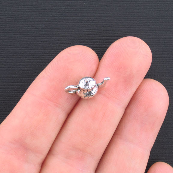 5 Tea Pot Antique Silver Tone Charms 3D - SC1601