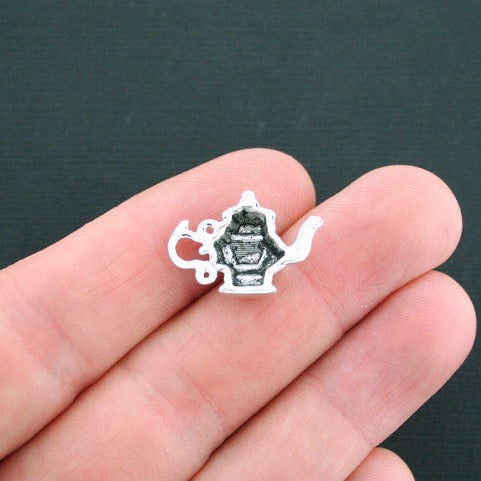 5 Teapot Antique Silver Tone Charms - SC1395